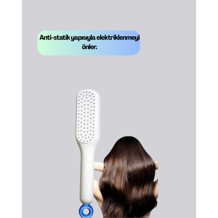 Kendi Kendini Temizleyen Saç Tarağı – Anti-statik, Silikon Uçlu, Abs Malzeme, 22x4 Cm
