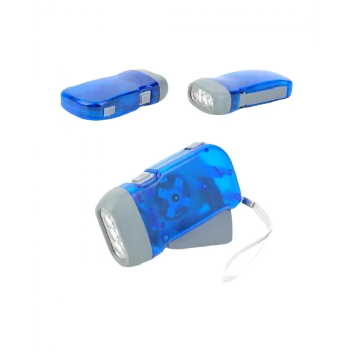 Kendiliğinden Şarjlı El Feneri Pilsiz Dinamolu 3 Led Taşınabilir