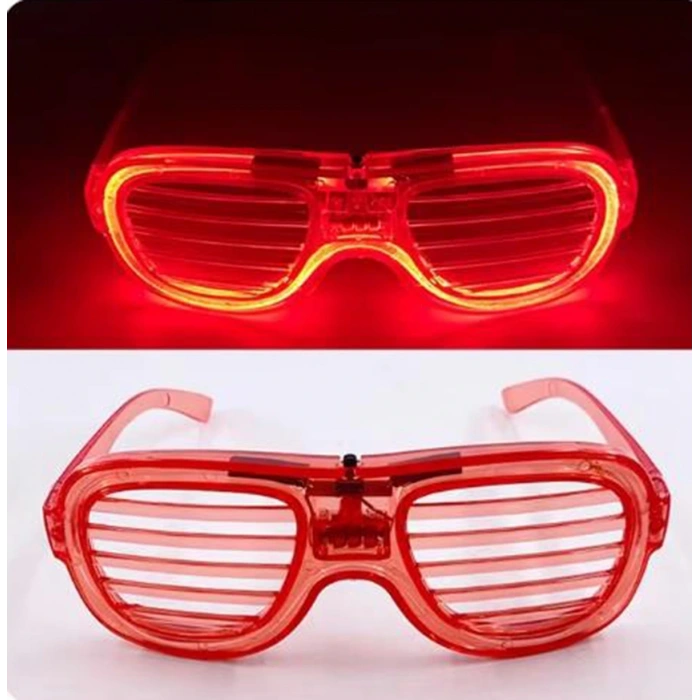 Kırmızı Led Işıklı Parti Gözlüğü - Neon 3 Modlu