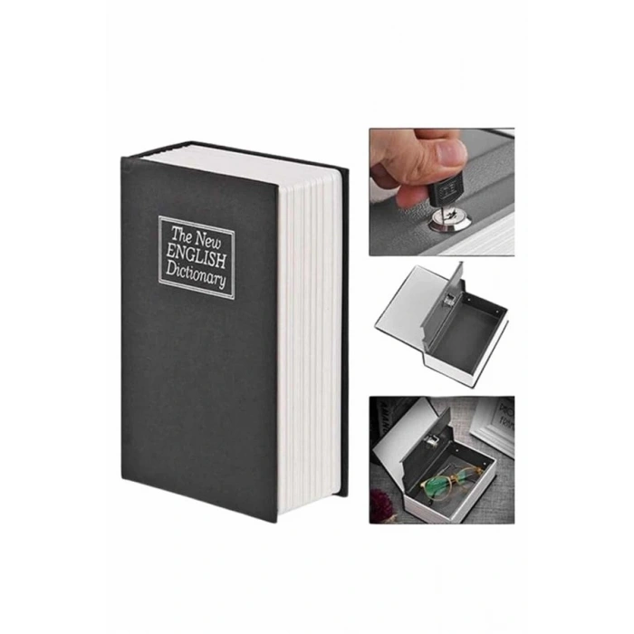 Kitap Görünümlü Gizli Kasa Büyük Boy Anahtarlı Kilitli Para Kasası