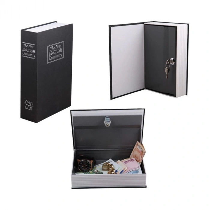 Kitap Şeklinde Gizli Kasa Kilitli kumbara Büyük Boy
