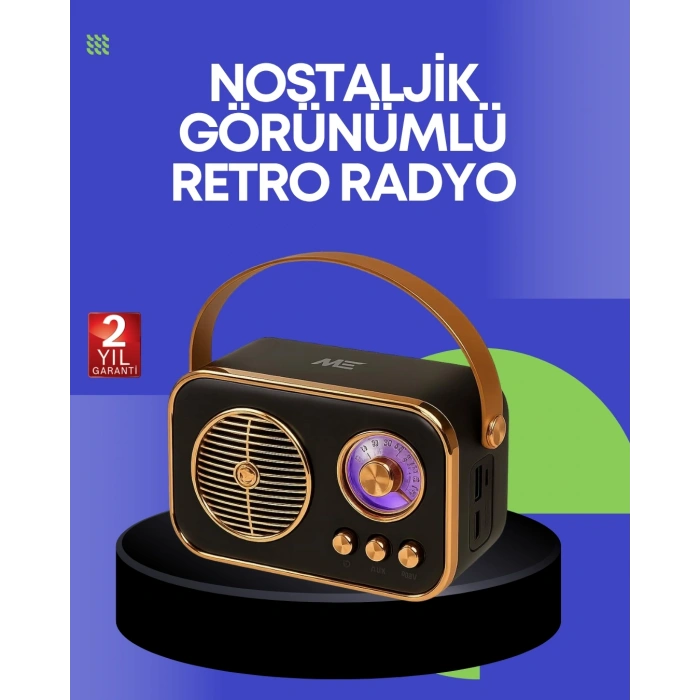 Klasik Retro Radyo – Bluetooth Destekli, Fm Özellikli Şarjlı Hoparlör