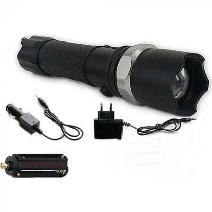 Km-110 Profesyonel Şarjlı El Feneri Ledli+flashlight+zoom Özellikli  Aparatlı 6 Parça Full Set