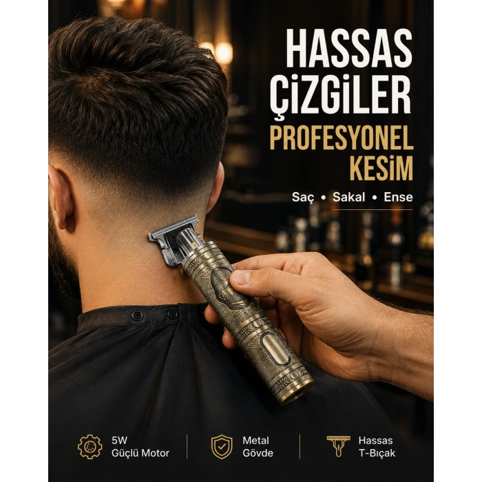 Kompakt Tasarımlı, Güçlü Motorlu Saç Sakal Kesme Makinesi Ve 4 Kılavuz Tarak
