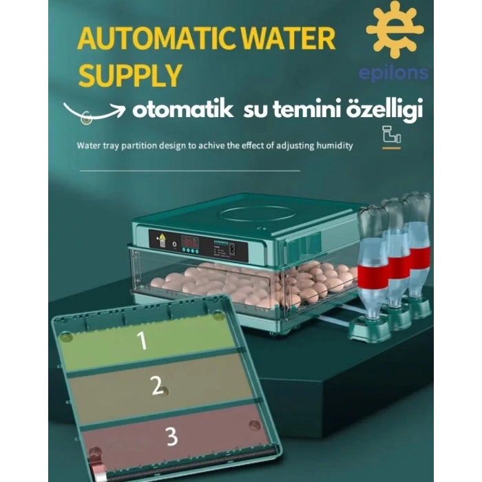 Kuluçka Makinesi 130 Tavuk Yumurtalı Extra Yedek Motorlu İncubator