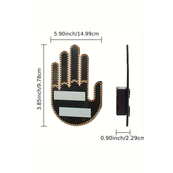 Kumandalı El Led Araba İçi 4 Farklı Mod El Orta Parmak Led