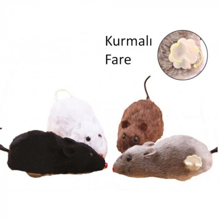 Kurmalı Kedi Eğitim Oyuncağı Tüylü Fare (599)