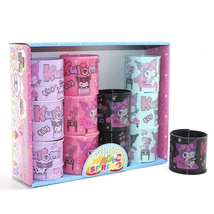 Kuromi Baskılı Magic Spring Stres Yayı - Standlı Mor Ve Siyah Renk 12li Seti Alk3987