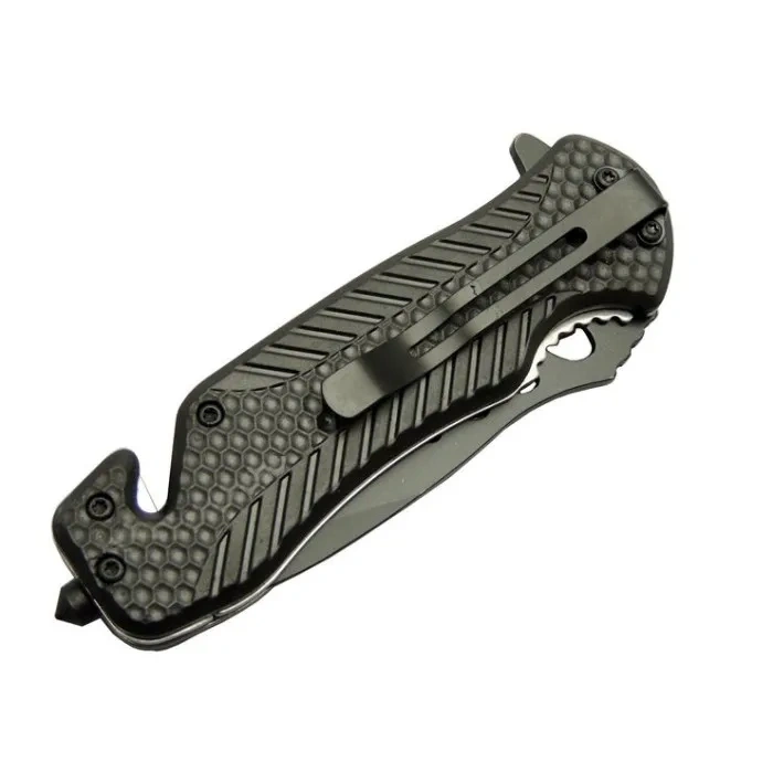 Kurtarma Çakısı Kırmızı 22 Cm Yarı Otomatik , Kemerlikli