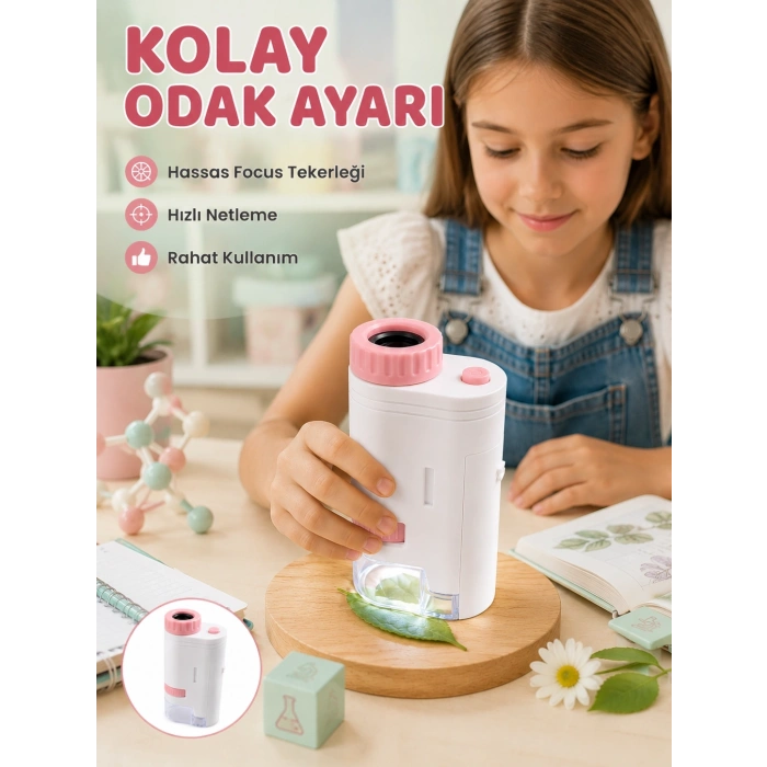 Led Aydınlatmalı Taşınabilir Mikroskop 80x-200x Ayarlanabilir Büyütme Özellikli