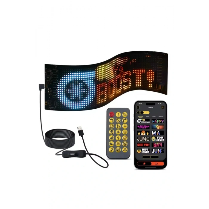 Led Ekran Matrix Panel Cama Yapışan En Büyük Boy 16x96 Led Sayısı Araba Yazısı 12cm-59.5cm