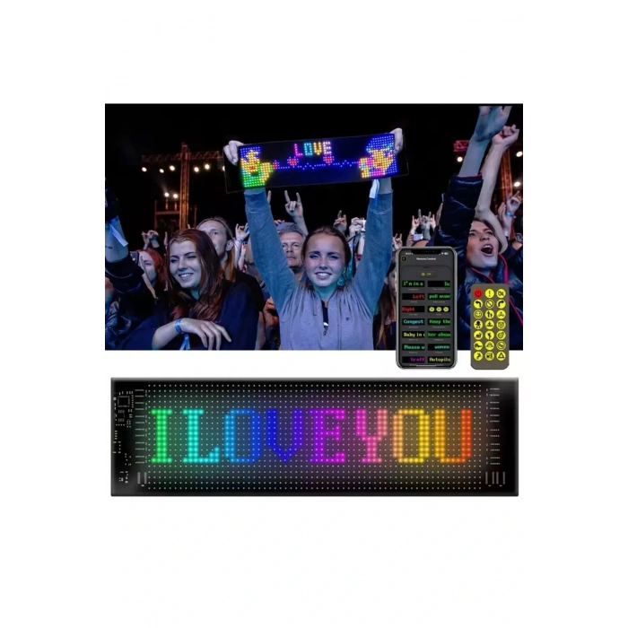 Led Ekran Matrix Panel Cama Yapışan En Büyük Boy 16x96 Led Sayısı Araba Yazısı 12cm-59.5cm