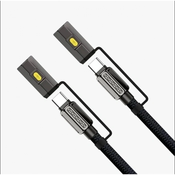 Led Fener Ve Alevsiz Çakmak Fonksiyonlu Type-c Şarj Ve Data Kablosu 120 Cm Siyah