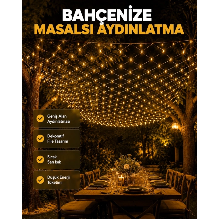 Led File Işık Dekoratif Ağ Led Aydınlatma İç Mekan Balkon Bahçe Süsü Yeni Nesil