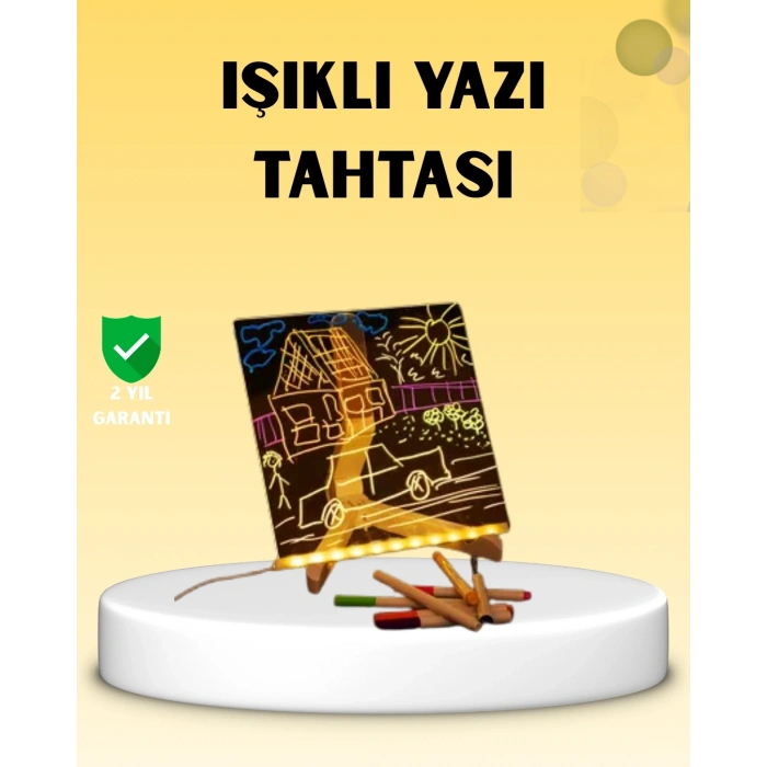 Led Işıklı Akrilik Yazı Tahtası Renkli Kalem Setiyle