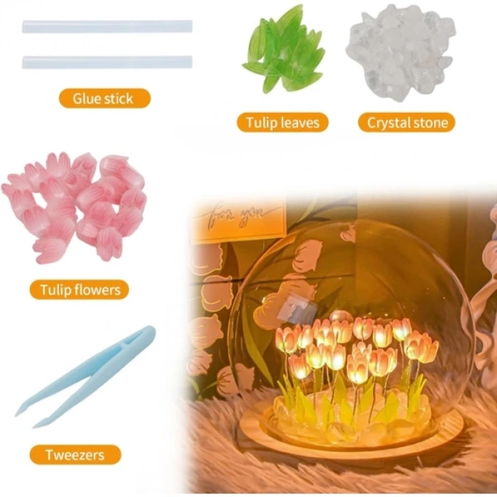 Led Işıklı Kendin Yap Lale Cam Küre