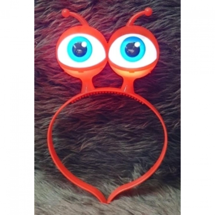 Led Işıklı & Pilli Uzaylı Göz Parti Tacı Kırmızı Renk
