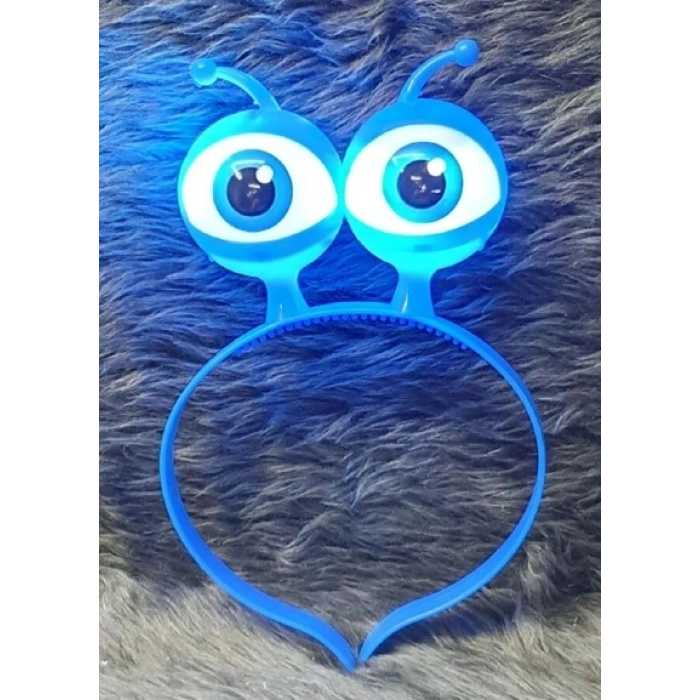 Led Işıklı & Pilli Uzaylı Göz Parti Tacı Mavi Renk