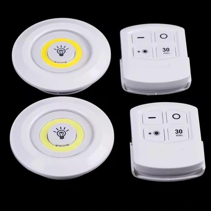 Led Lamba 3lü Uzaktan Kumandalı Yapışkanlı Beyaz Işık