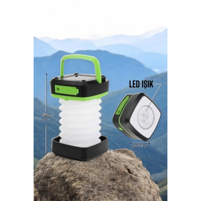 Led Lamba Kamp Lambası Hafif Taşınabilir Şarj Süreli Akordeon El Fenerli