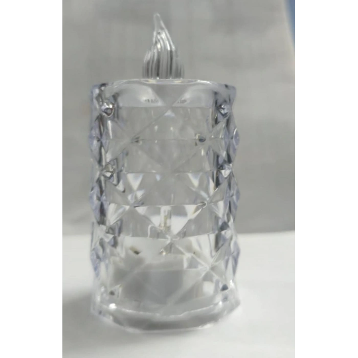 Led Mum Şeffaf Kristal LED Mum Pilli Alevsiz Çay Mumu Düğün Doğum Günü Ortam Işığı Midi (599)