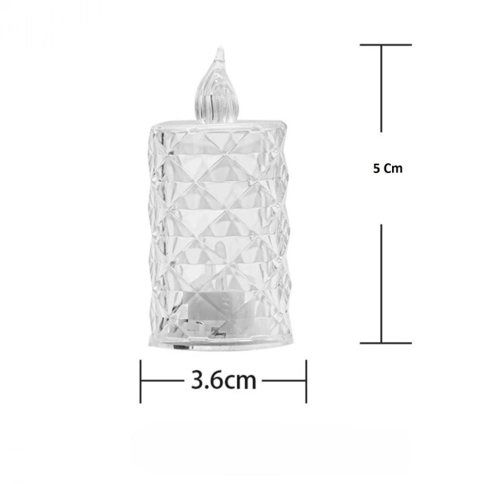 Led Mum Şeffaf Kristal LED Mum Pilli Alevsiz Çay Mumu Düğün Doğum Günü Ortam Işığı Mini (599)
