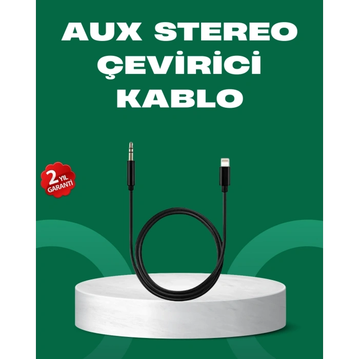 Lightning To 3.5mm Aux Ses Dönüştürücü Kablo 1 Metre Stereo Uyumlu