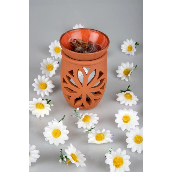 Lotus Çiçeği El Yapımı Çömlek Buhurdanlık Tütsülük (599)