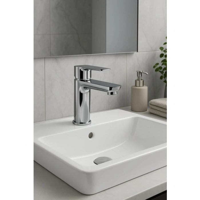 Lüks Sabit Lavabo Bataryası Tek Kollu Musluk – Su Tasarruflu Banyo & Mutfak Uyumlu