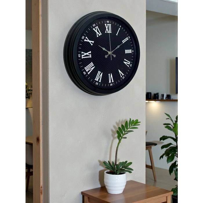 Luxury Black 40 Cm Metal Duvar Saati