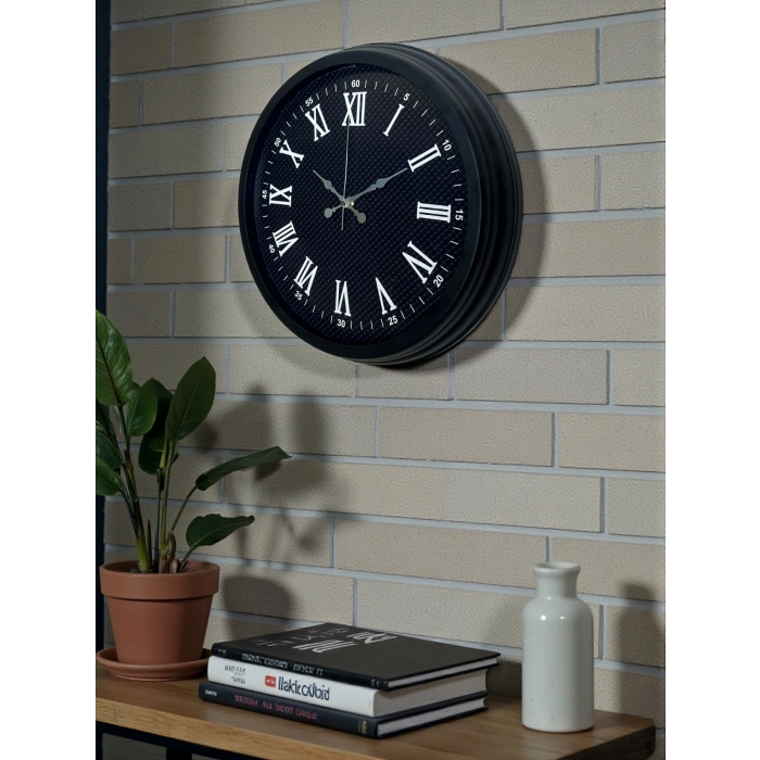 Luxury Black 40 Cm Metal Duvar Saati