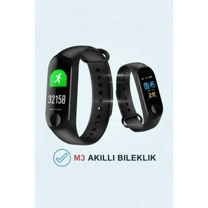 M3 Akıllı Bileklik – Renkli Ekran, Adım Sayar Ve Nabız Ölçer, Android Ve İphone Uyumlu