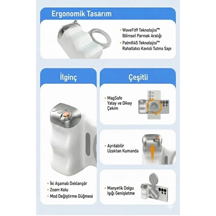 Magsafe Selfie Çubuğu Kamera Kolu Profesyonel Çekim Zoom