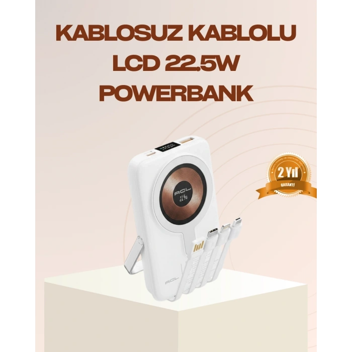 Manyetik Kablosuz Powerbank 22.5w Hızlı Şarj Lcd Ekranlı