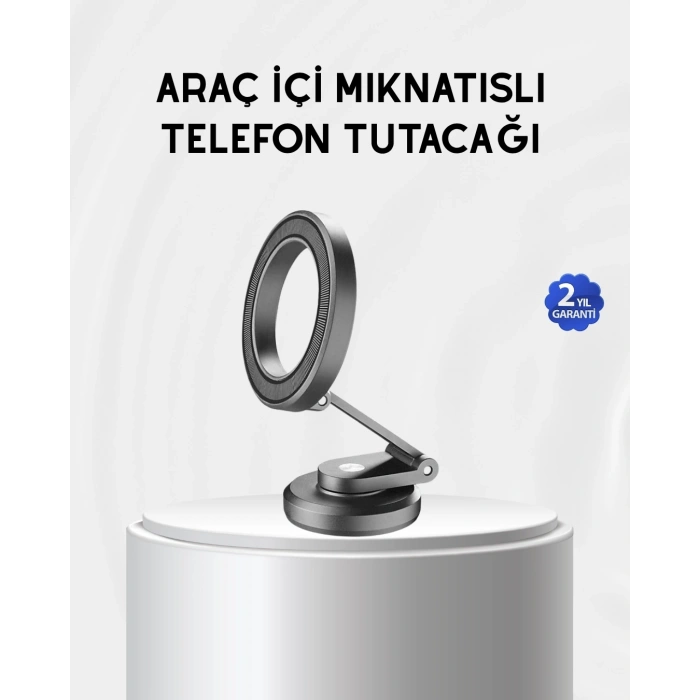 Manyetik Katlanabilir Araç Telefon Tutucu – Magsafe Uyumlu, 360° Ayarlanabilir, Güçlü Mıknatıs