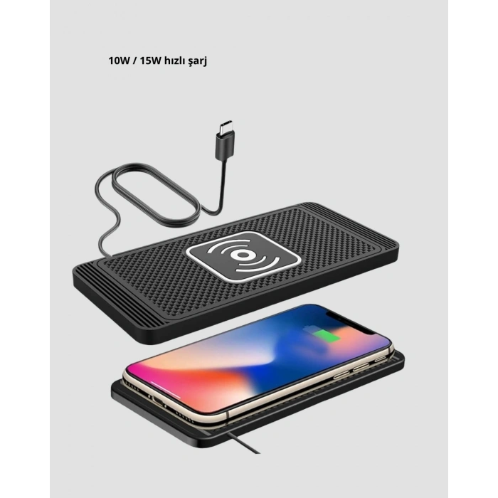 Manyetik Şarj Pedi 7.5w 10w 15w Hızlı Şarj Kaymaz Tabanlı