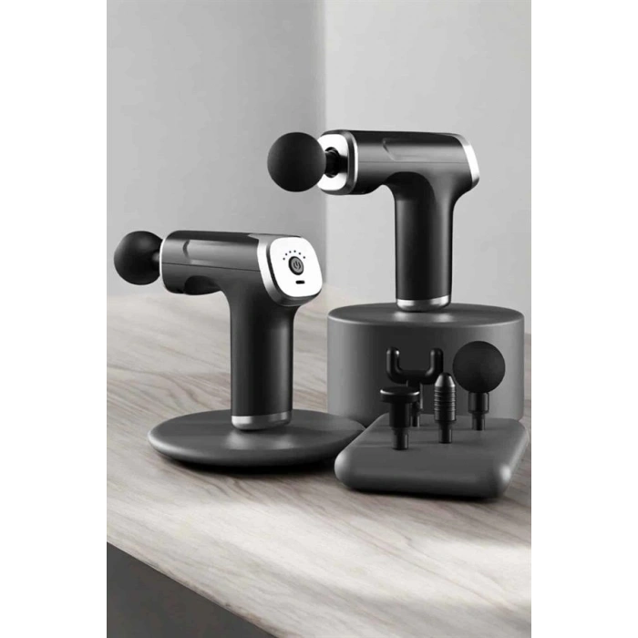 Masaj Tabancası 4 Başlıklı Kas Ve Vücut Ağrıları İçin Şarjlı Darbeli