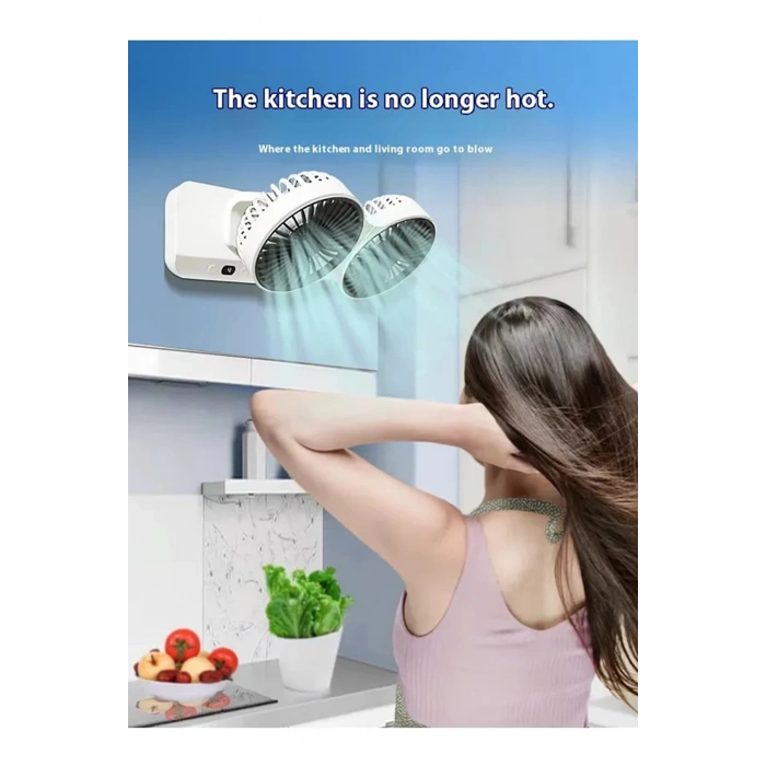 Masaüstü Dijital Ekranlı Çift Fanlı Led Işıklı Soğutucu Fan Ev Ofis Şarjlı Vantilatör