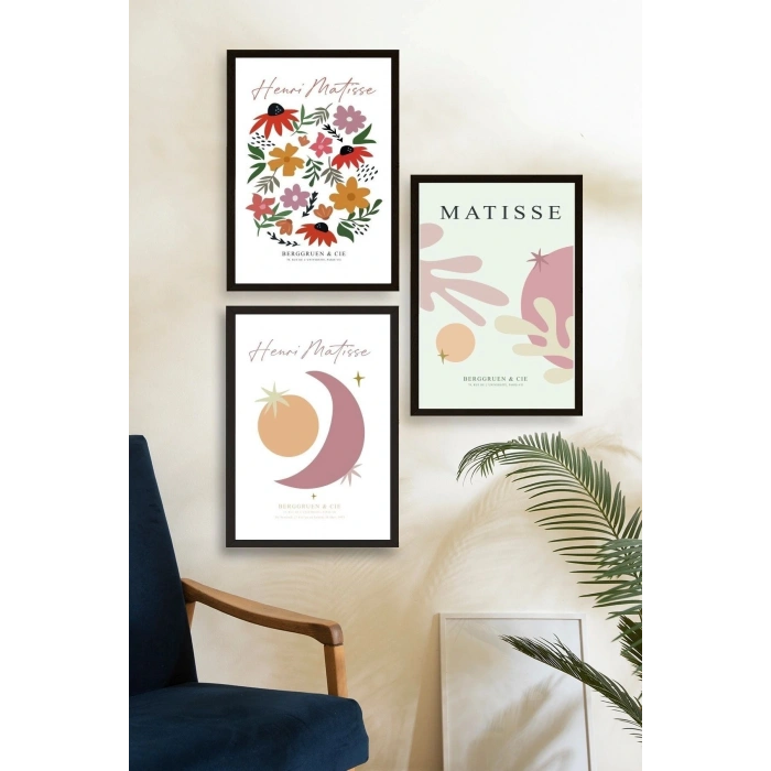 Matisse Üçlü Ahşap Çerçeveli Tablo