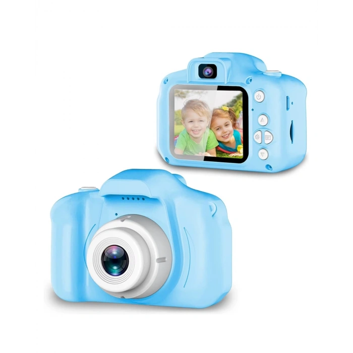 Mavi Kompakt Dijital Kamera Hd Video Ve Fotoğraf Çekim Özellikli Usb Bağlantılı