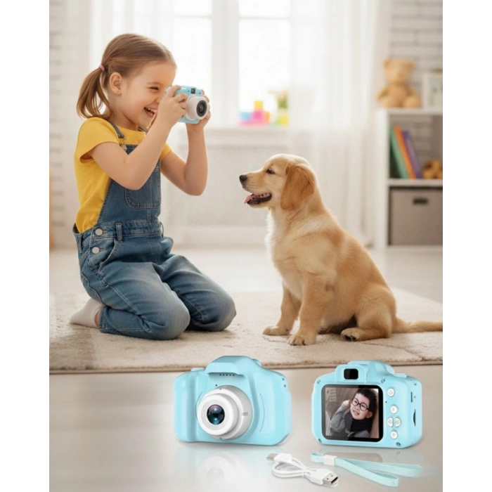 Mavi Kompakt Hd Dijital Kamera Video Ve Fotoğraf Kayıt Özellikli Taşınabilir Model