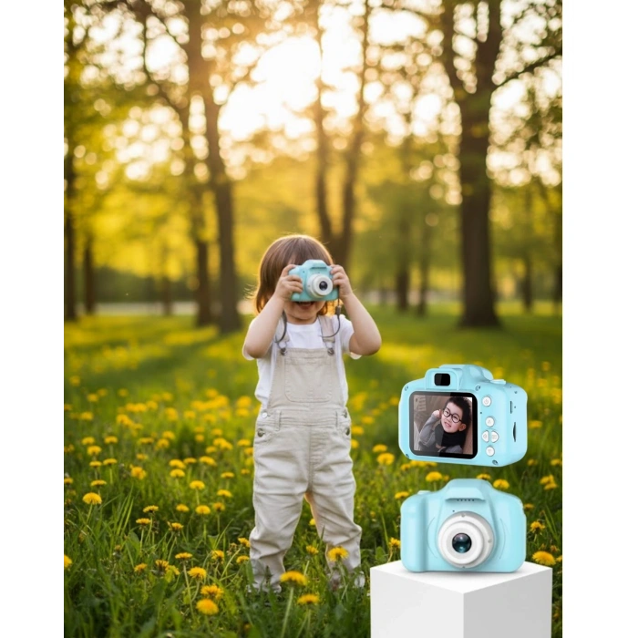 Mavi Şarjlı Mini Kamera Hd Video Fotoğraf Çekimli Genişletilebilir Hafızalı