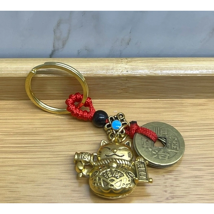 Metal Şans Ve Bereket Kedisi Anahtarlık Alk4464