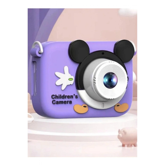 Mini 1080p Hd Çocuk Kamera Dijital Fotoğraf Makinesi 2.0 Inç Ekran 5 Adet Oyun Mor