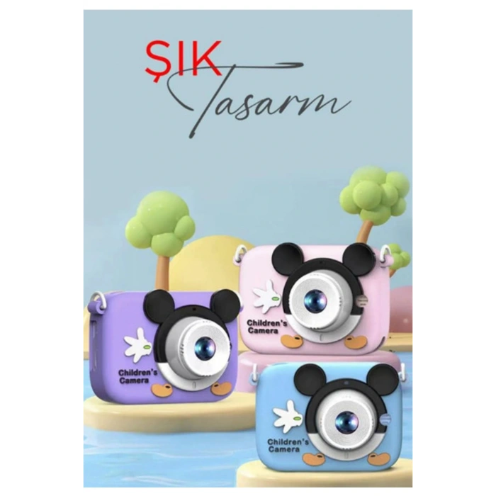 Mini 1080p Hd Çocuk Kamera Dijital Fotoğraf Makinesi 2.0 Inç Ekran 5 Adet Oyun Mor