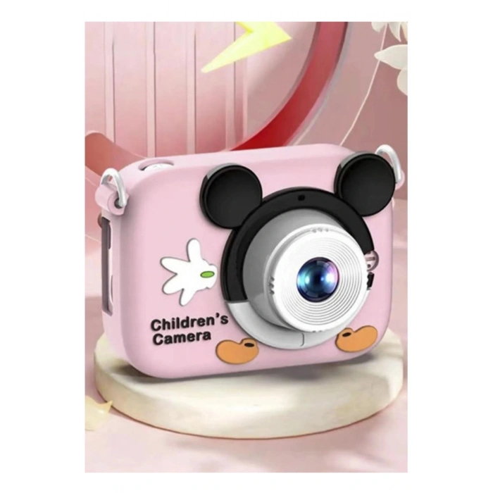 Mini 1080p Hd Çocuk Kamera Dijital Fotoğraf Makinesi 2.0 Inç Ekran 5 Adet Oyun Pembe