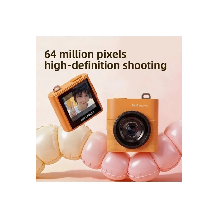 Mini Dijital Kamera 64mp 16x Digital Zoom Retro Vintage 1.4’’ekranlı Video Kamera Taşınabilir Tasarım Mavi