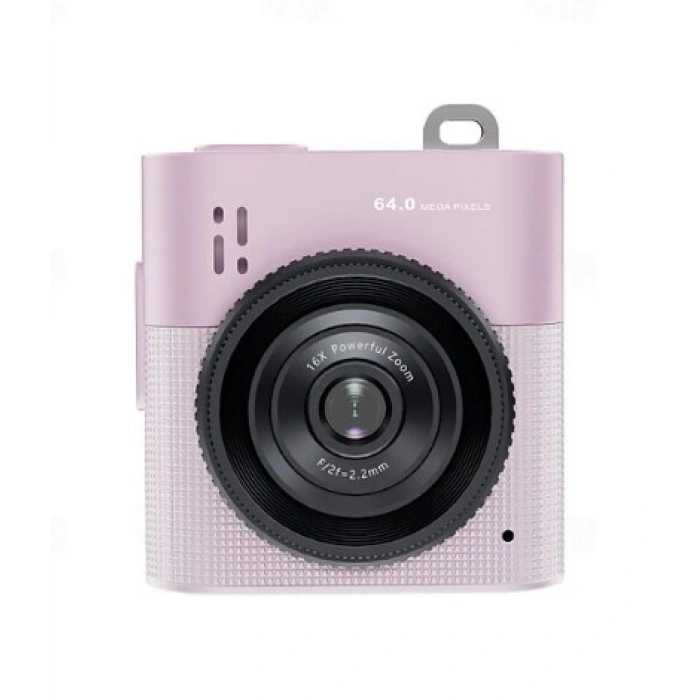 Mini Dijital Kamera 64mp 16x Digital Zoom Retro Vintage 1.4’’ekranlı Video Kamera Taşınabilir Tasarım Pembe