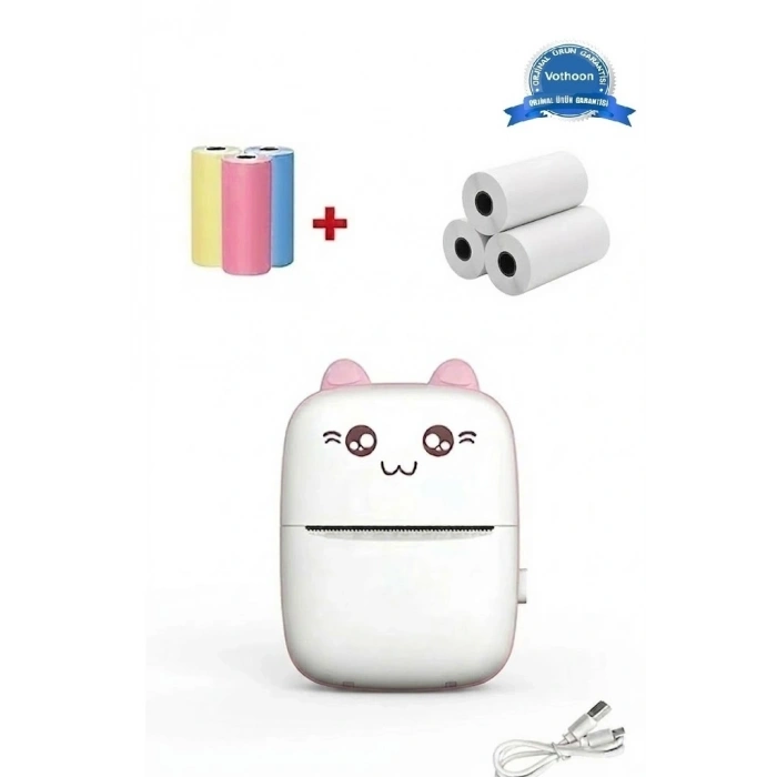 Mini Fotoğraf Yazıcı Kablosuz Etiket Yazıcı Baskı Makinesi Ios Android Uyumlu Termal Printer Pembe
