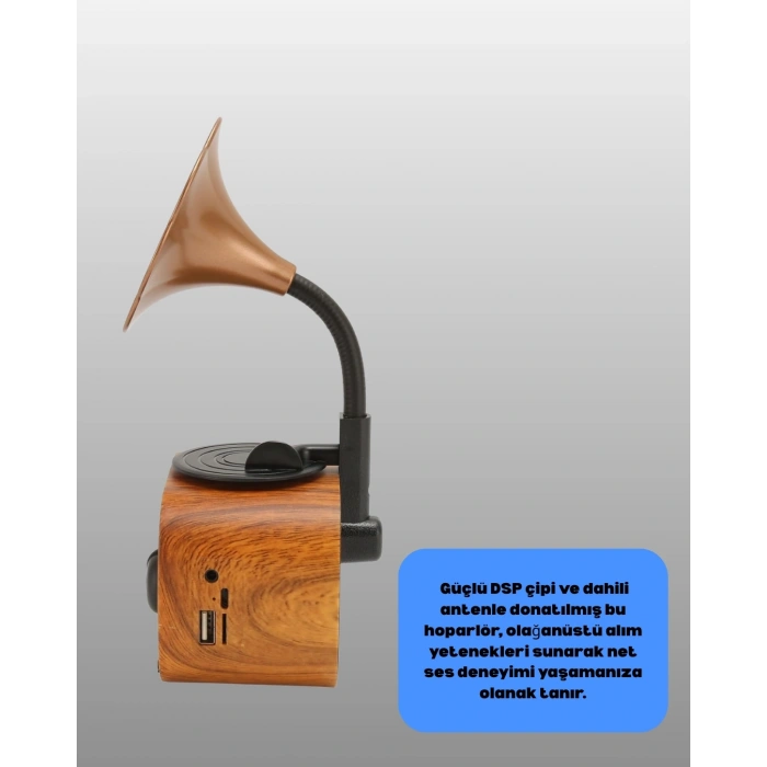 Mini Nostaljik Bluetooth Hoparlör Fm Radyo 8 Saat Batarya